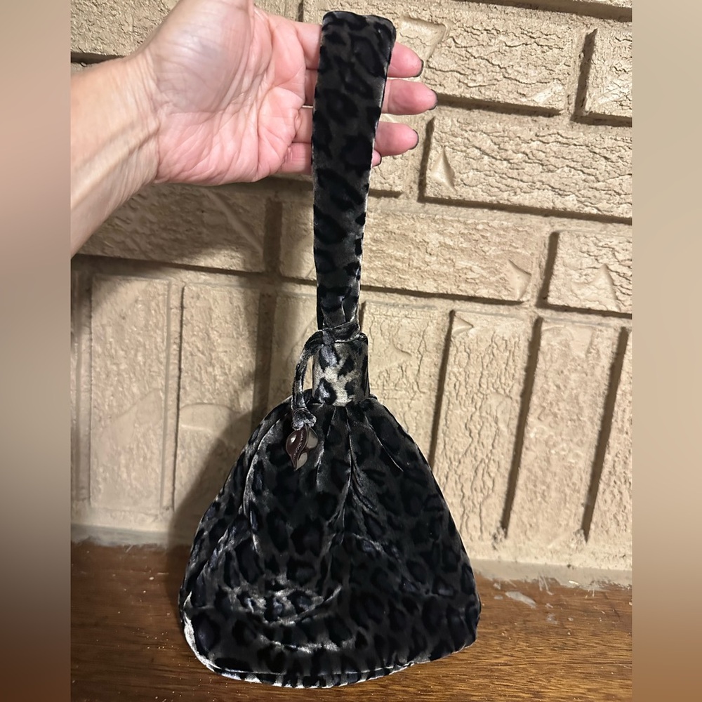 Dana Buchman Black Leopard Velvet Wristlet